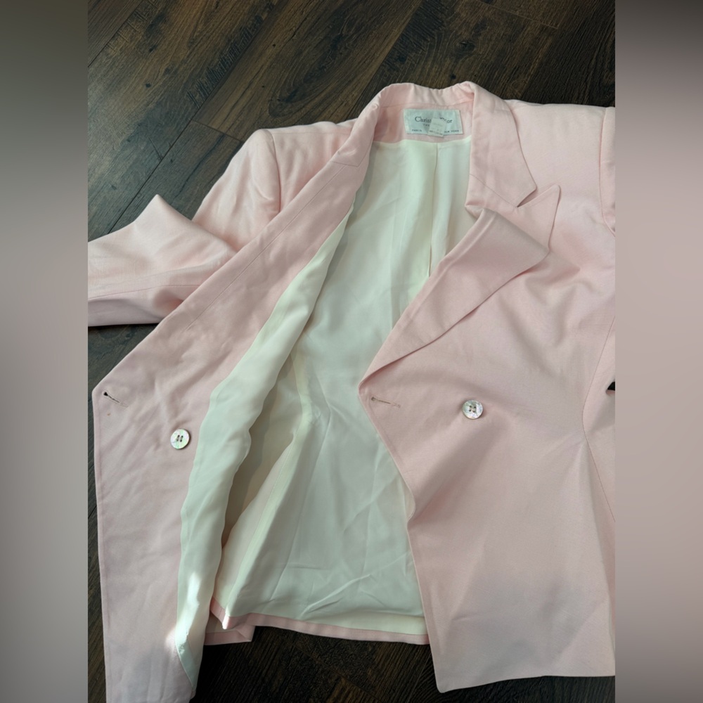 Vintage Christian Dior Peplum Blazer Light Pink Size 12 - Picture 6 of 13